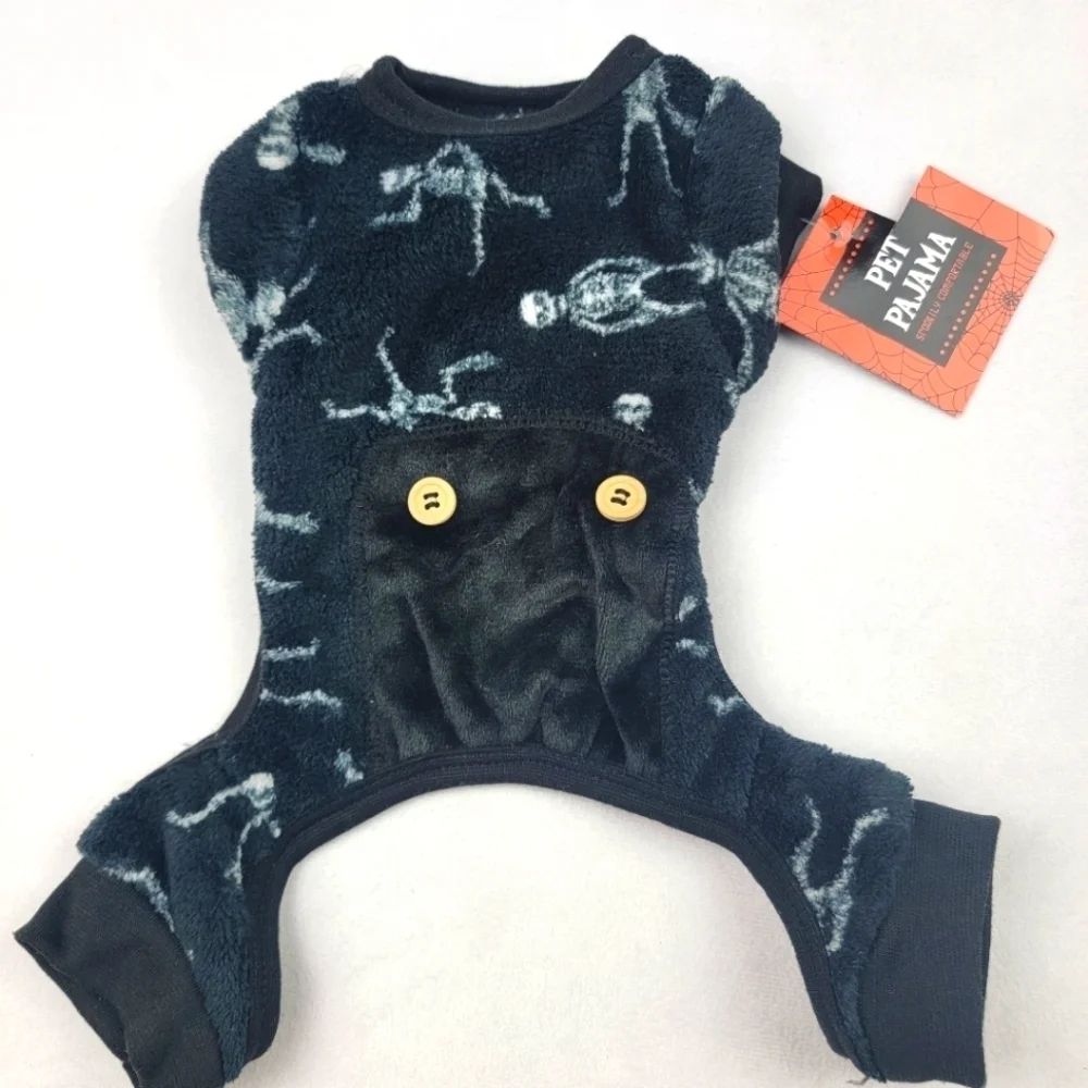 NWT Halloween skeleton fleece pet pajamas Size XS